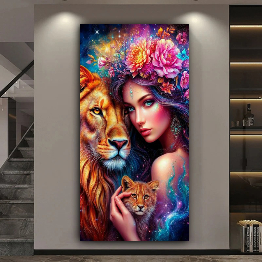 Women'S Bags New Collection - Woman and Lions Diy Diamond Art