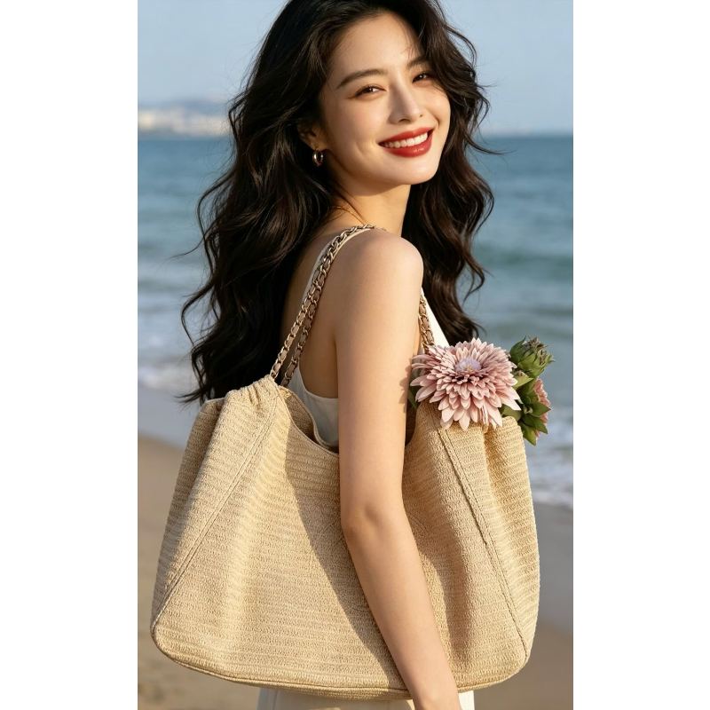 Women Bags For Women - Chain Raffia 2026 Summer Beach Straw
