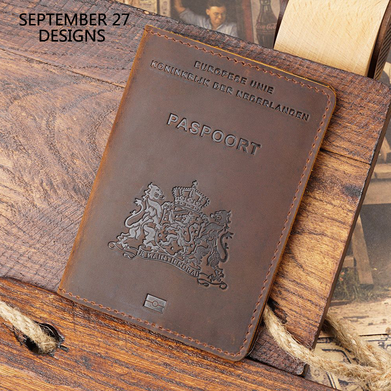 Women Bags Netherlands - Netherlands Passport Cover Men Crazy Horse