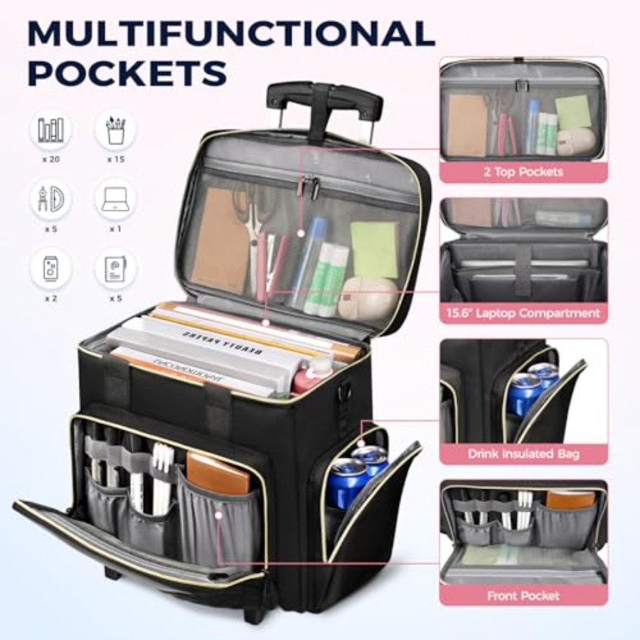 Rolling Teacher Bag, 15.6 Inch – Women Bags For Women recenzja i cena