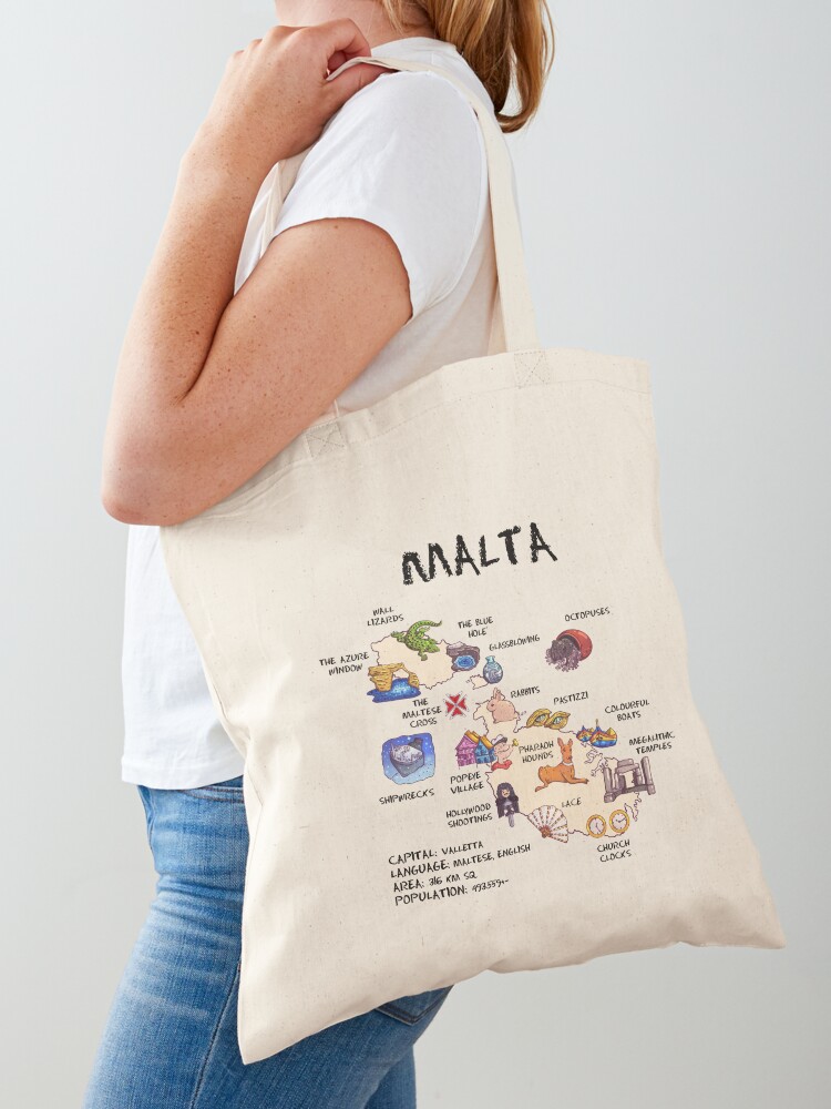 Malta - illustrated map Tote B – Women Bags Malta recenzja i cena