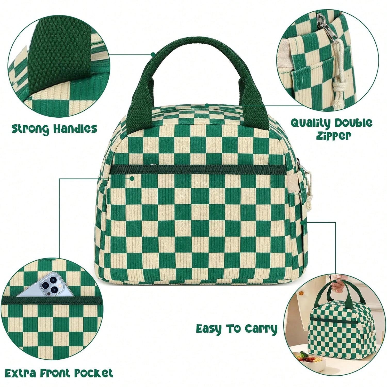 Cute Corduroy Lunch Tote Bags  – Women Bags Work recenzja i cena