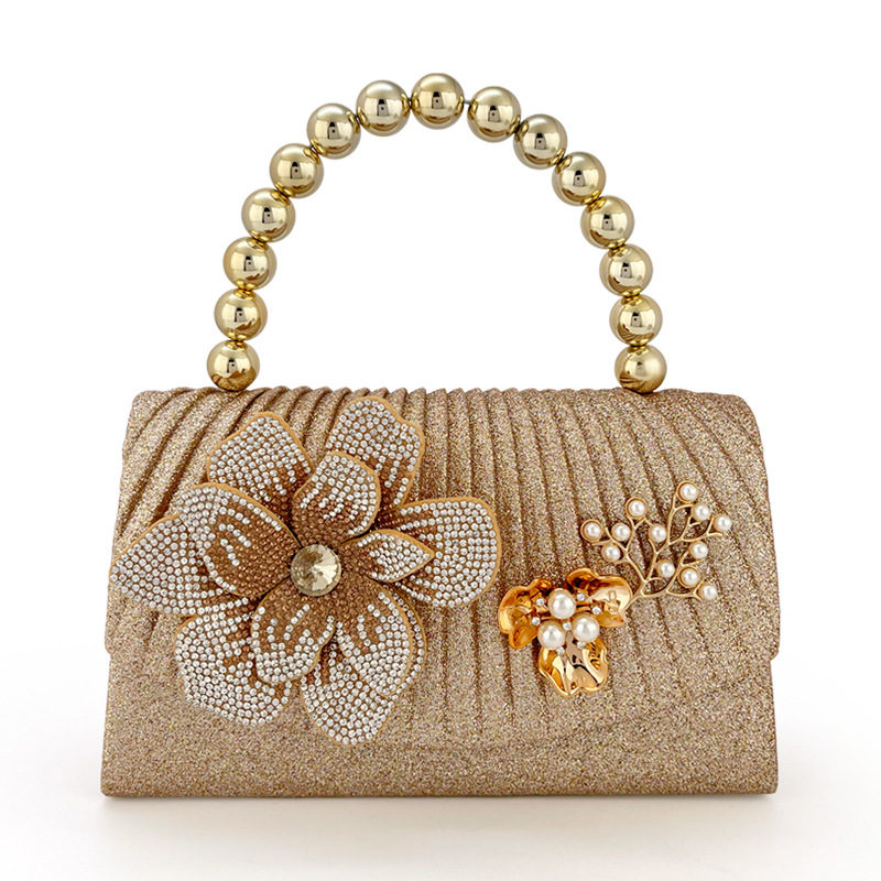 Golden sparkling diamond flowe – Women Bags Golden recenzja i cena
