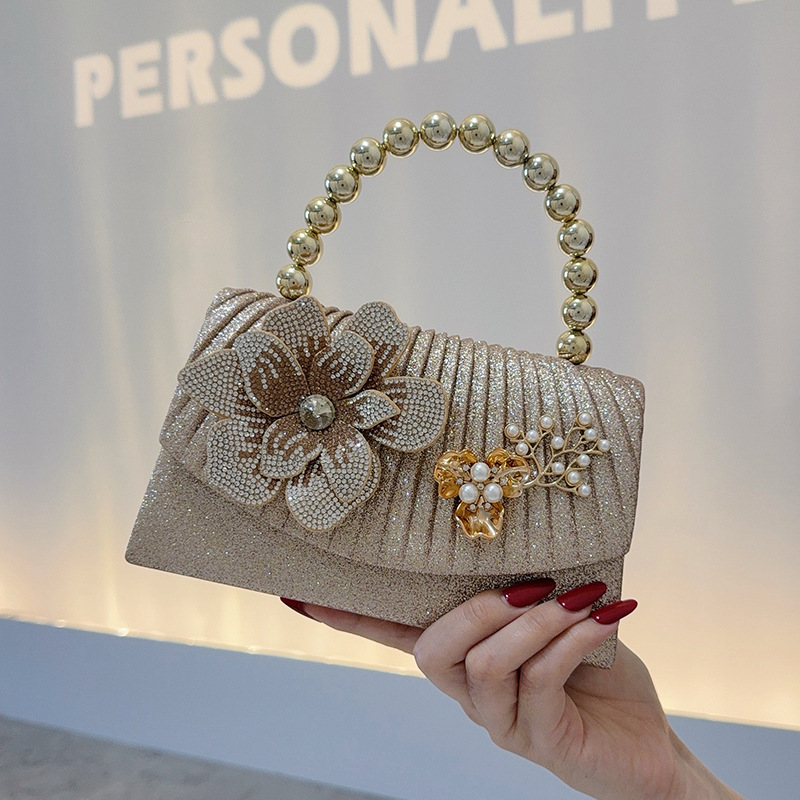 Golden sparkling diamond flowe – Women Bags Golden recenzja i cena