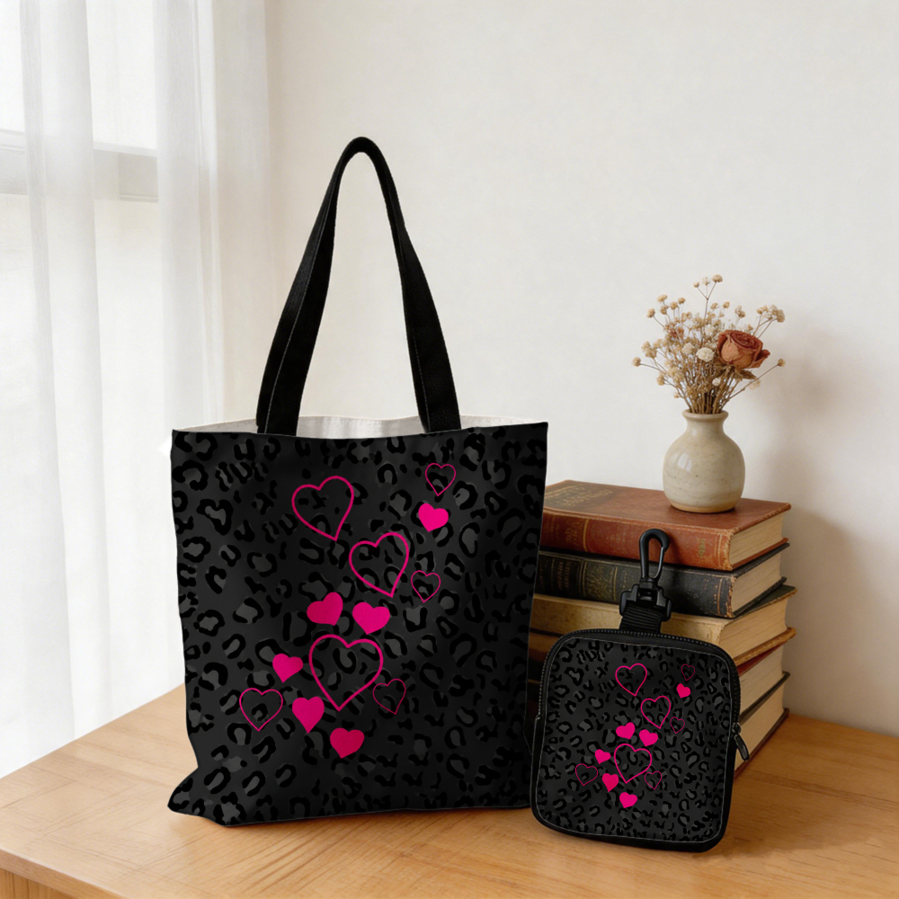 Black Leopard Print Pink Heart – Women Bags For Gift recenzja i cena